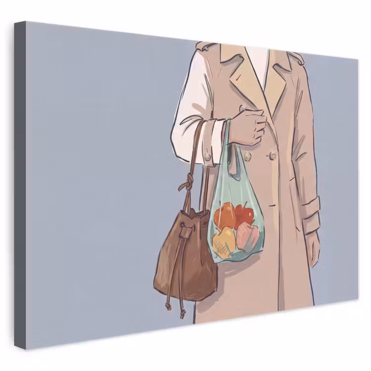 Mensen - Boodschappen - Stadsleven - Modern - Kleurrijk canvas 2cm klein -3d