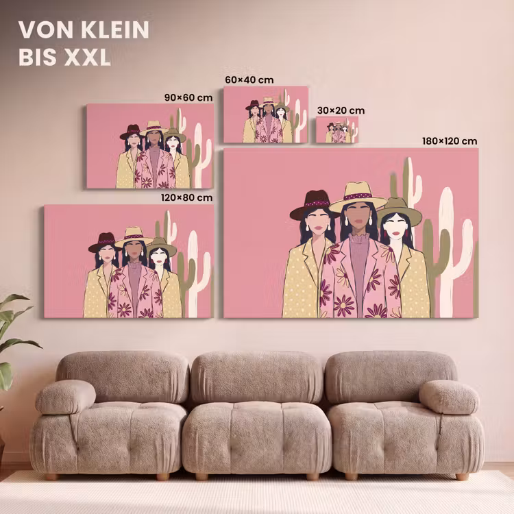 Mensen - Hoeden - Abstract - Roze - Portret canvas 2cm klein -Xsfeer8_DE