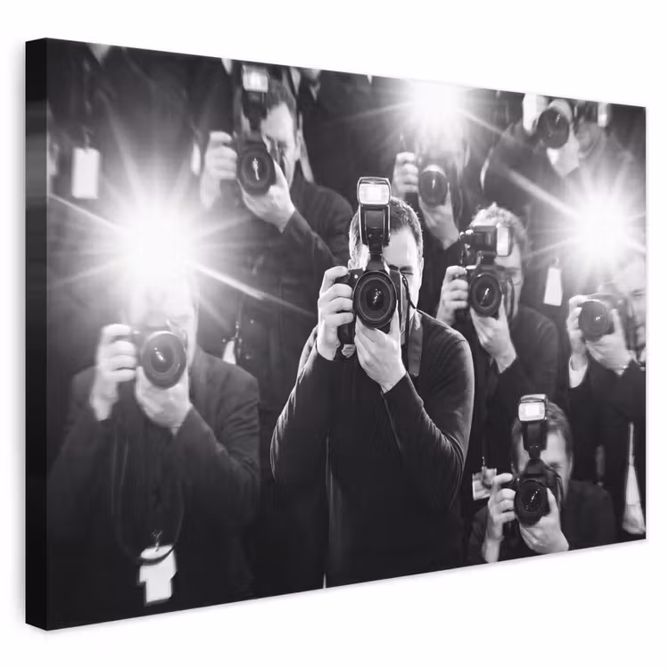 Mensen - Camera - Flitslicht - Zwart-wit - Media canvas 2cm klein -3d