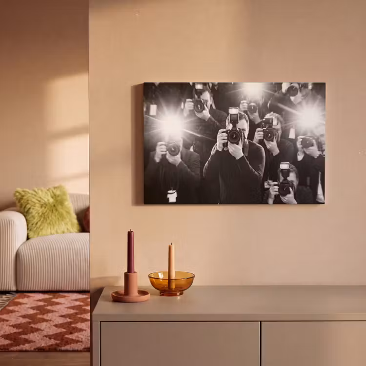 Mensen - Camera - Flitslicht - Zwart-wit - Media canvas 2cm klein -sfeer1