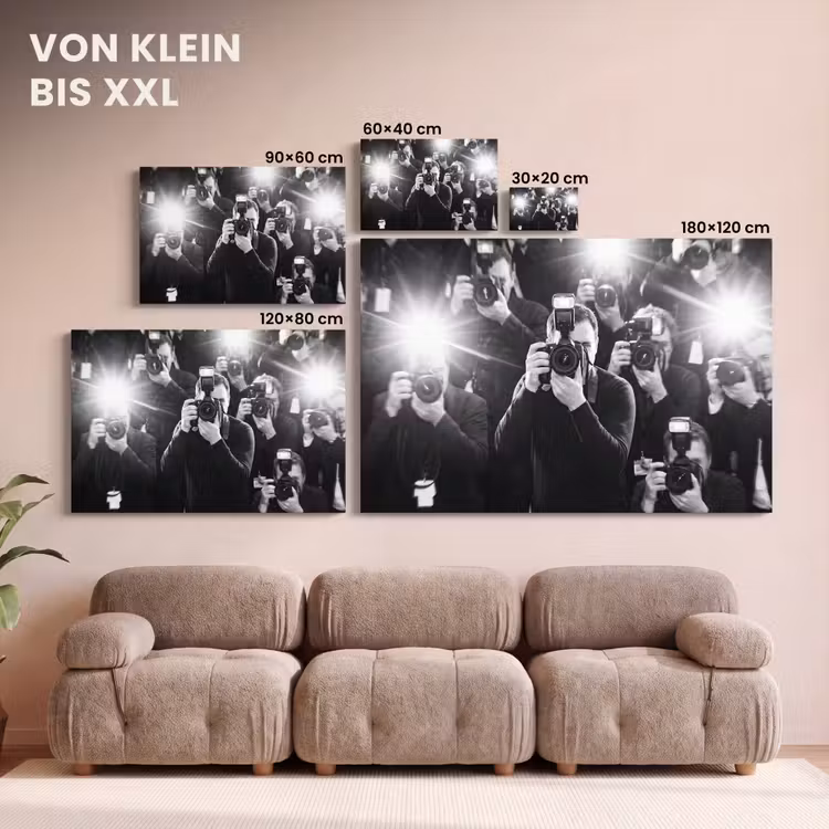 Mensen - Camera - Flitslicht - Zwart-wit - Media canvas 2cm klein -Xsfeer8_DE