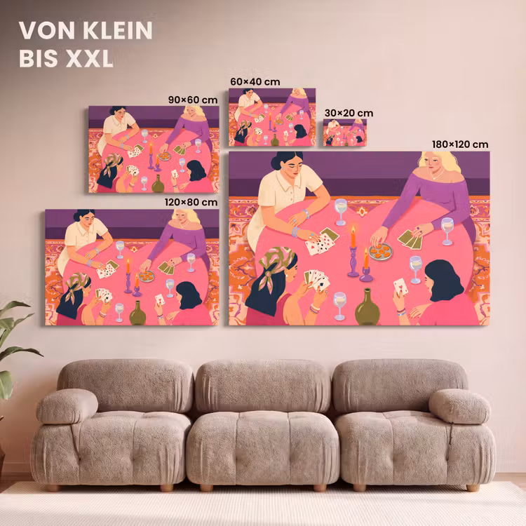 Mensen - Kaartspel - Interieur - Modern - Kleurrijk canvas 2cm klein -Xsfeer8_DE