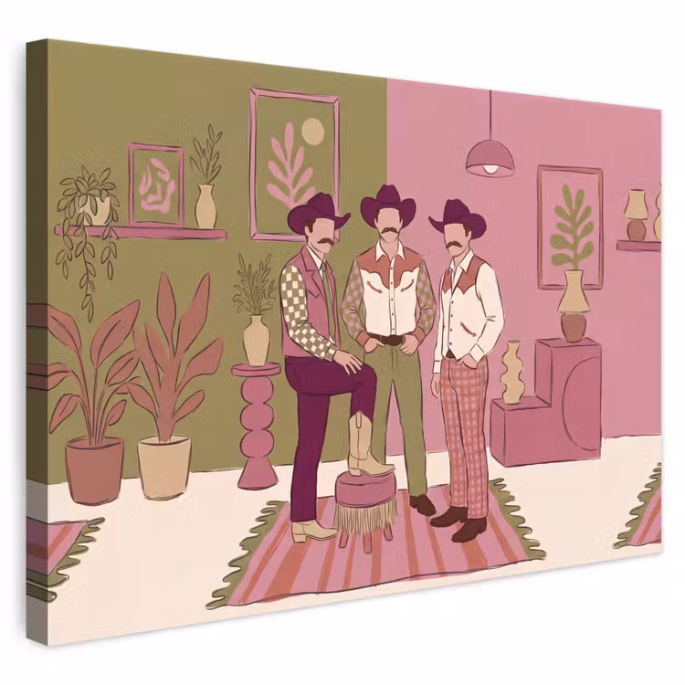 Mensen - Mannen - Hoeden - Retro - Interieur canvas 2cm klein -3d
