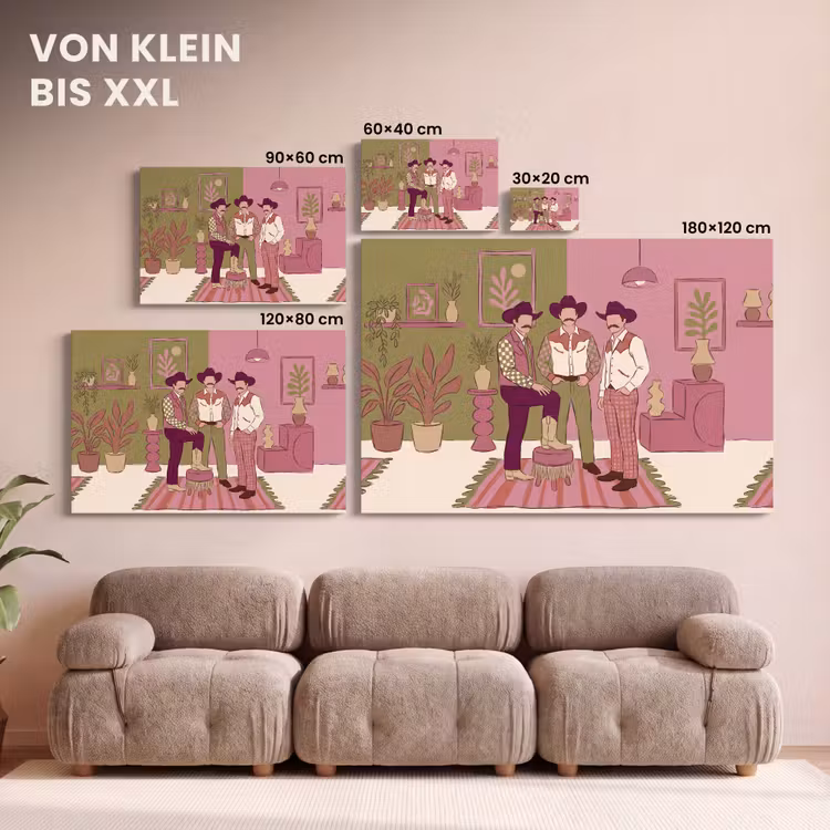 Mensen - Mannen - Hoeden - Retro - Interieur canvas 2cm klein -Xsfeer8_DE