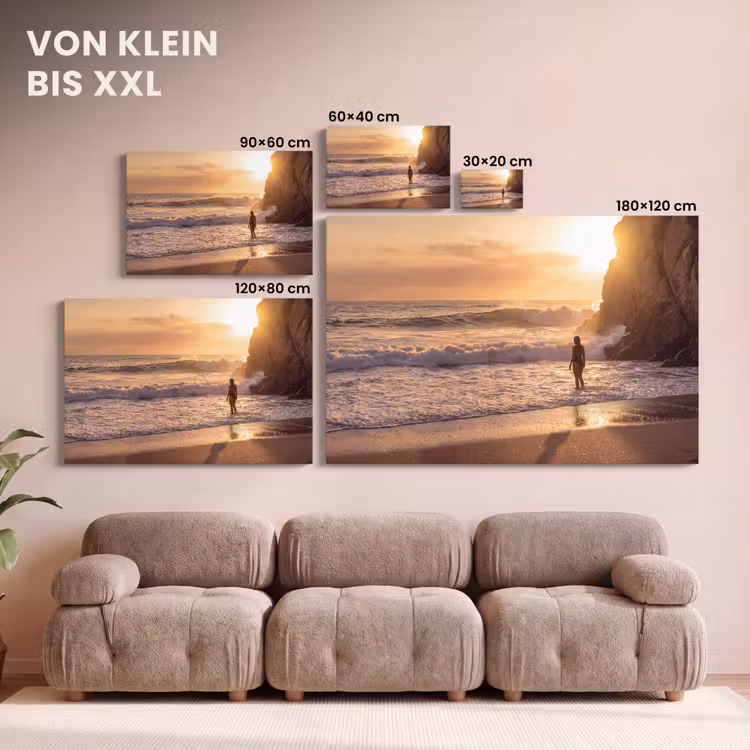 Mensen - Oceaan - Zonsondergang - Kust - Goud canvas 2cm klein -Xsfeer8_DE