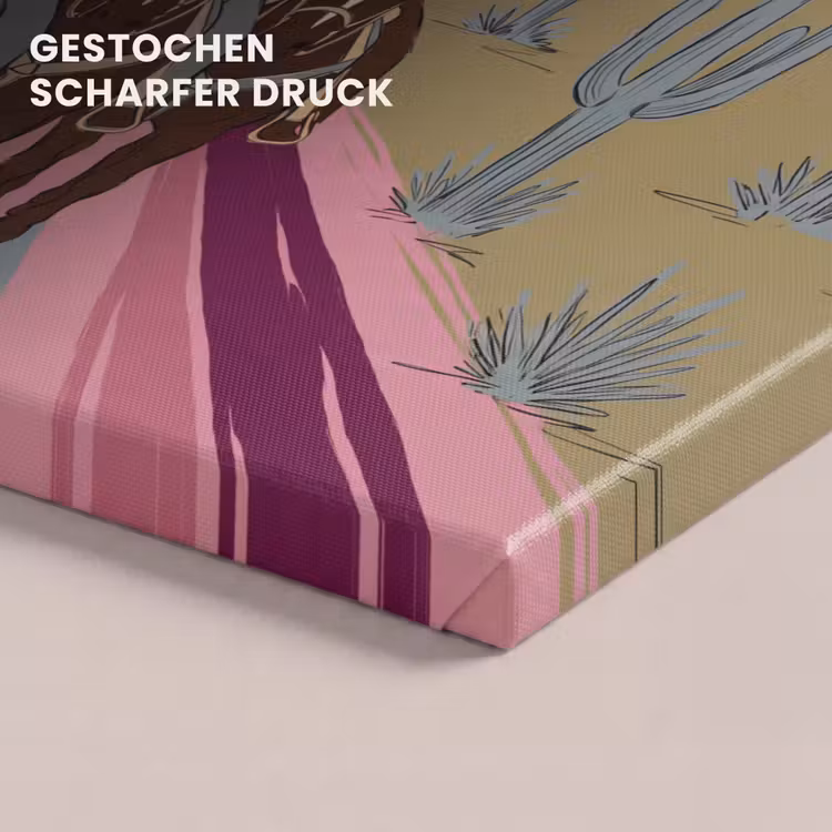 Mensen - Paard - Woestijn - Abstract - Roze canvas 2cm klein -closeup_print_DE