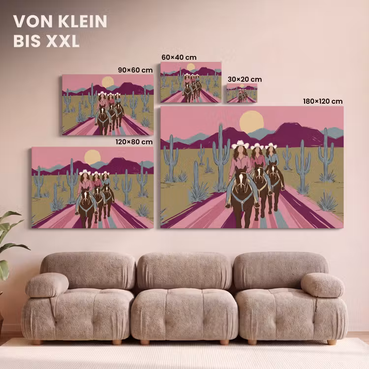 Mensen - Paard - Woestijn - Abstract - Roze canvas 2cm klein -Xsfeer8_DE