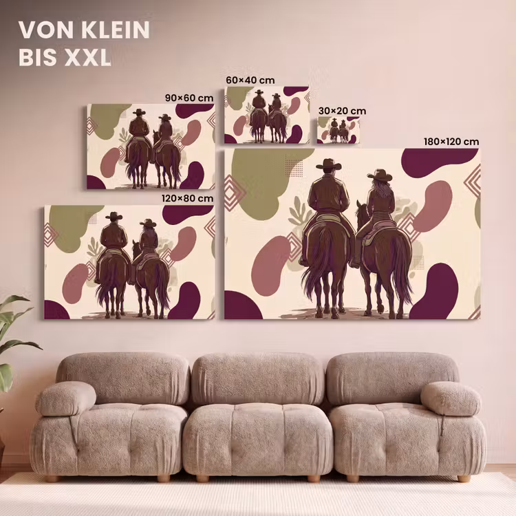 Mensen - Ruiters - Western - Illustratie - Bruin canvas 2cm klein -Xsfeer8_DE