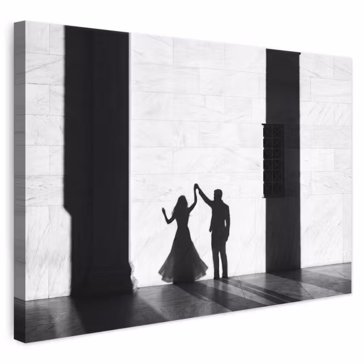 Mensen - Schaduw - Dans - Zwart-wit - Liefde canvas 2cm klein -3d