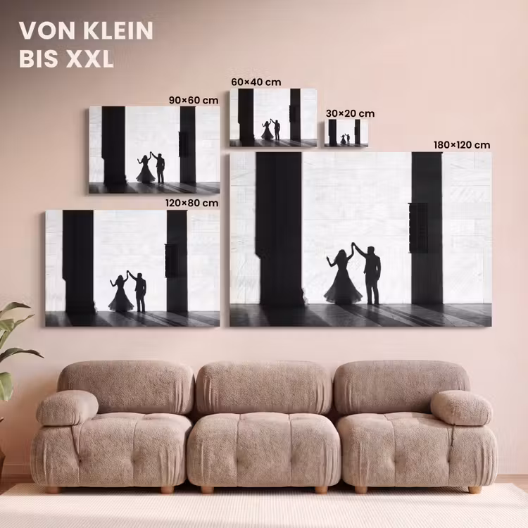 Mensen - Schaduw - Dans - Zwart-wit - Liefde canvas 2cm klein -Xsfeer8_DE