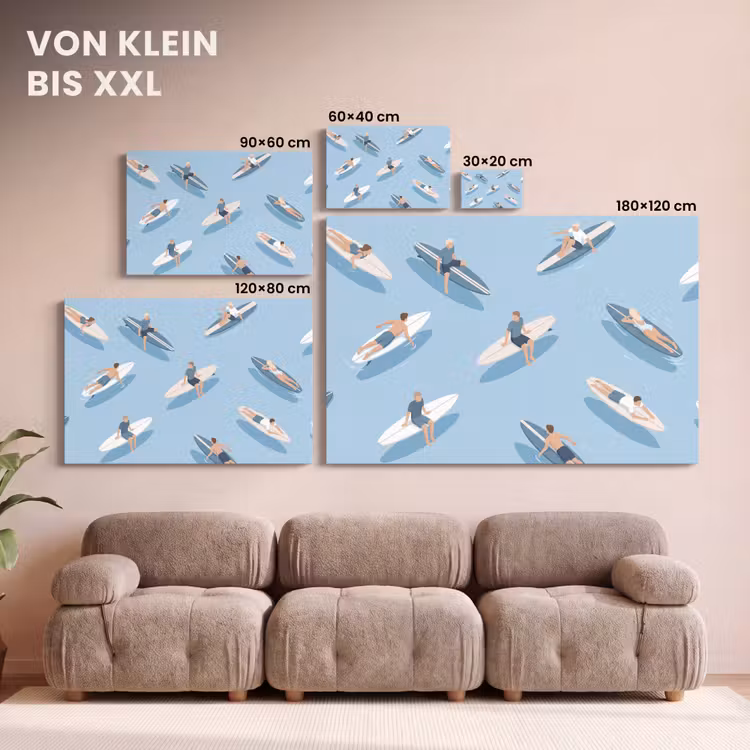 Mensen - Surfen - Water - Zomer - Illustratie canvas 2cm klein -Xsfeer8_DE