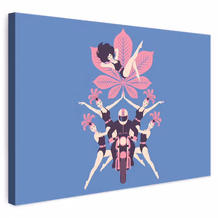 Mensen - Dans - Motor - Retro - Roze canvas 2cm klein -3d