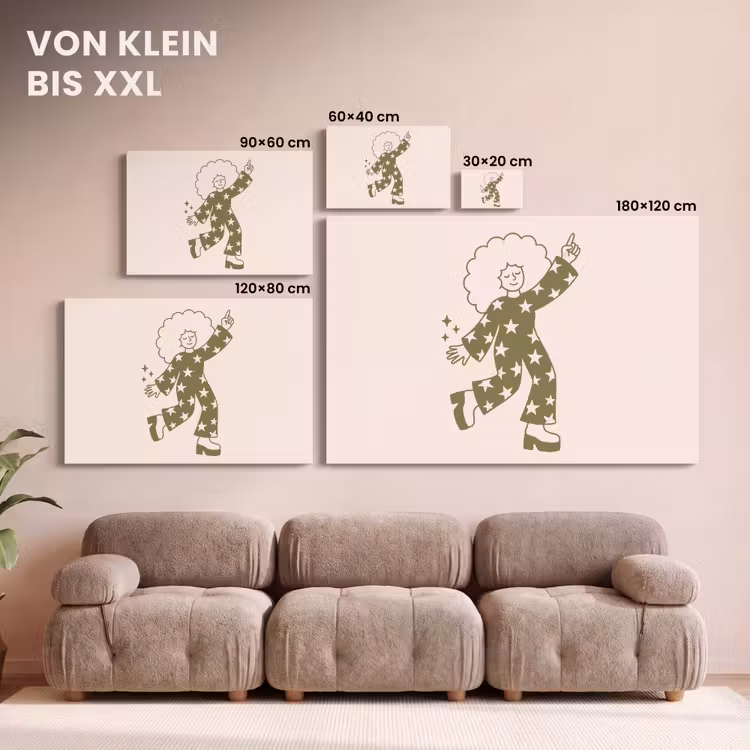Mensen - Dansend - Feest - Vintage - Groen canvas 2cm klein -Xsfeer8_DE
