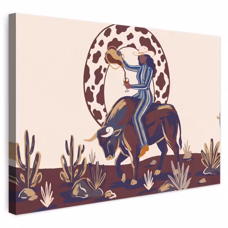 Mensen - Dieren - Cowboy - Abstract - Kleurrijk canvas 2cm klein -3d