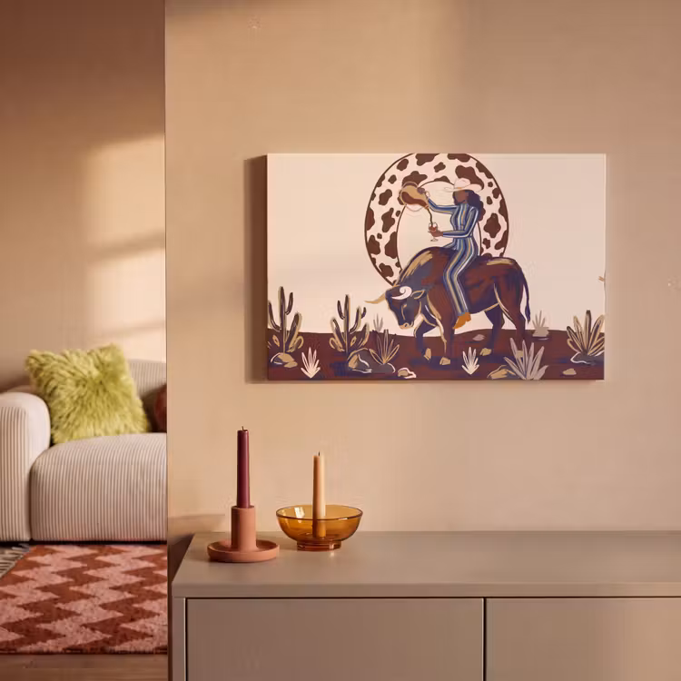 Mensen - Dieren - Cowboy - Abstract - Kleurrijk canvas 2cm klein -sfeer1