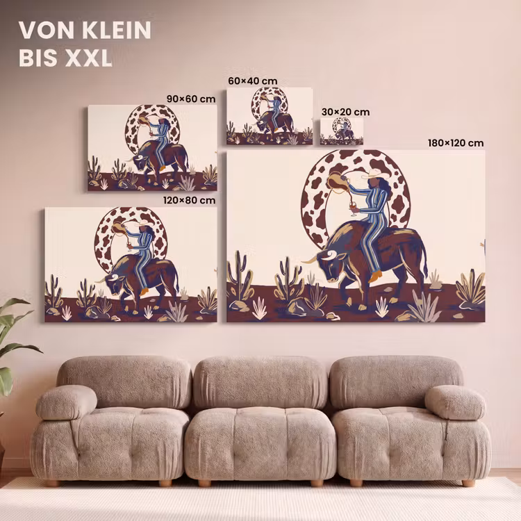 Mensen - Dieren - Cowboy - Abstract - Kleurrijk canvas 2cm klein -Xsfeer8_DE