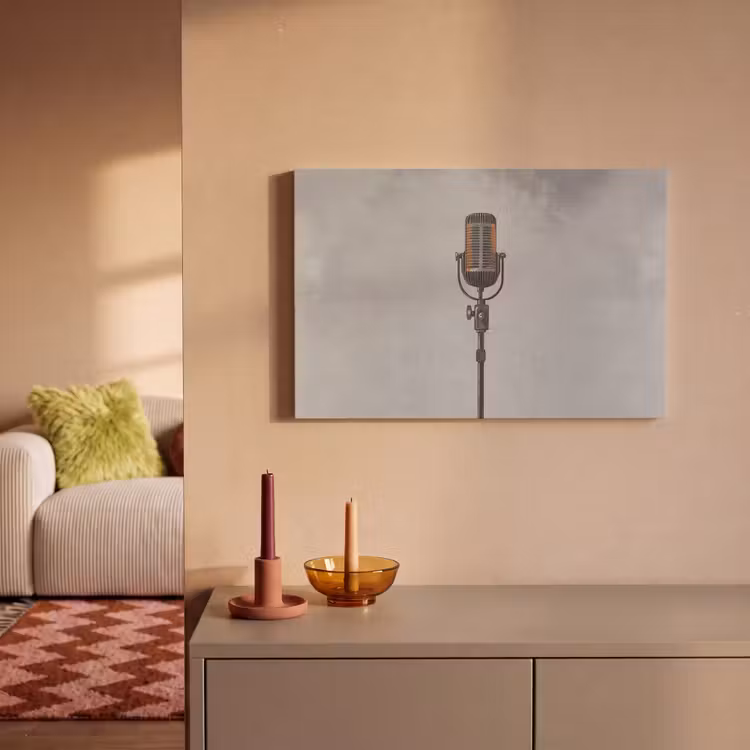 Microfoon - Vintage - Illustratie - Grijs canvas 2cm klein -sfeer1