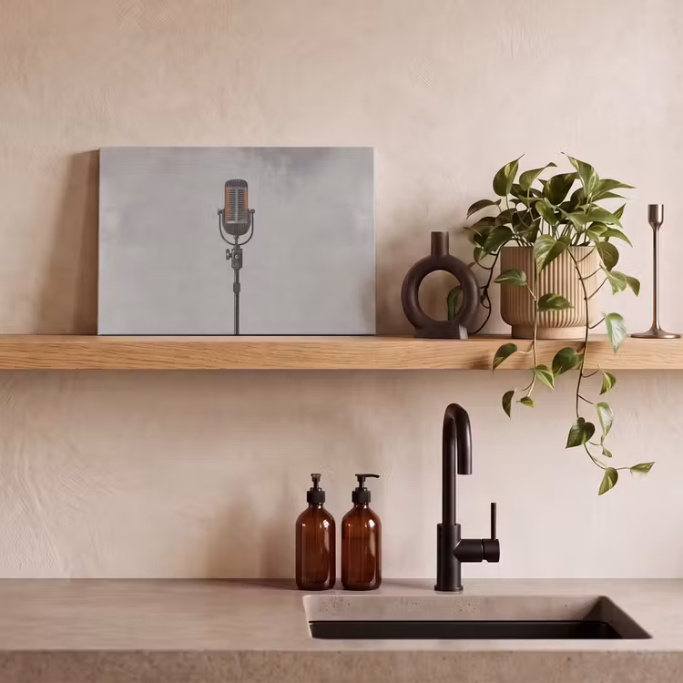 Microfoon - Vintage - Illustratie - Grijs canvas 2cm klein -closeup_print_DE