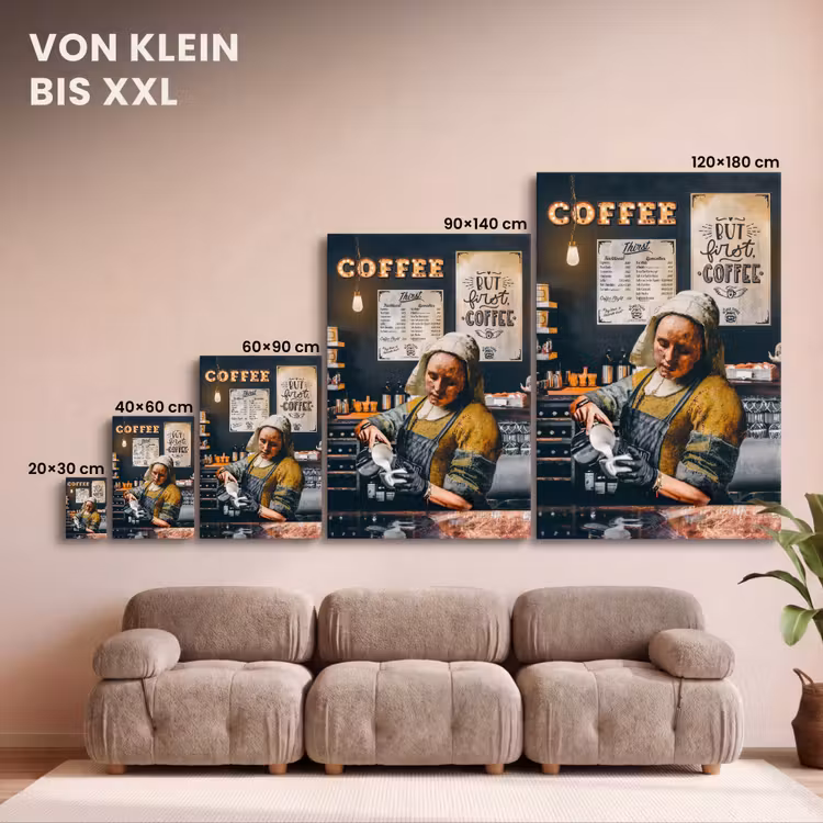 Melkmeisje - Barista - Koffie - Vintage - Kunst - Abstract - Schilderij - Oude meesters canvas 2cm klein -Xsfeer8_DE