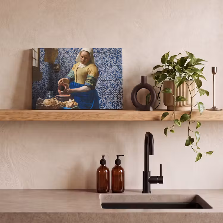 Melkmeisje - Delfts Blauw - Vermeer - Schilderij - Oude meesters canvas 2cm klein -sfeer3
