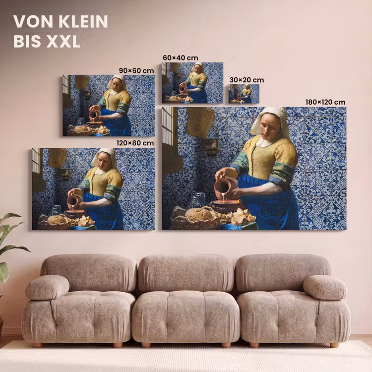 Melkmeisje - Delfts Blauw - Vermeer - Schilderij - Oude meesters canvas 2cm klein -Xsfeer8_DE