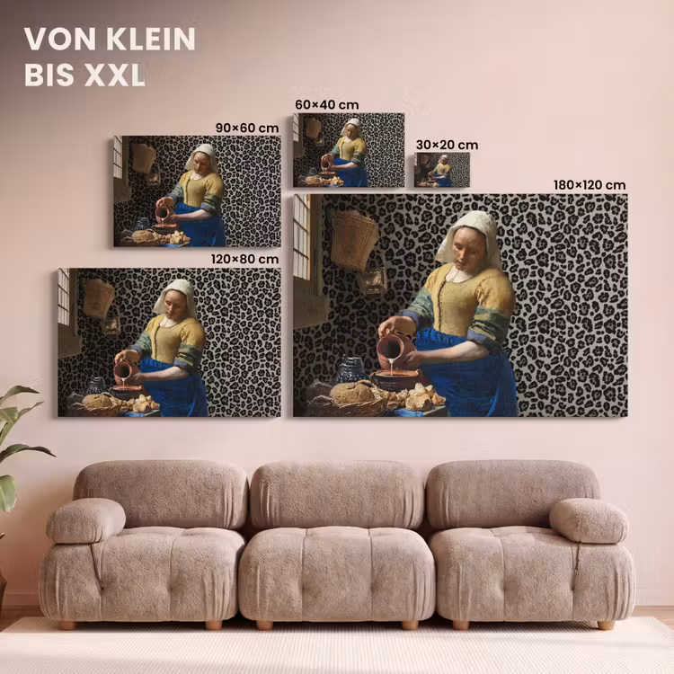 Melkmeisje - Kunst - Panterprint - Vermeer - Schilderij - Oude meesters canvas 2cm klein -Xsfeer8_DE