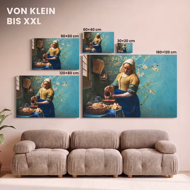 Melkmeisje - Amandelbloesem - Van Gogh - Vermeer - Schilderij - Oude meesters canvas 2cm klein -Xsfeer8_DE