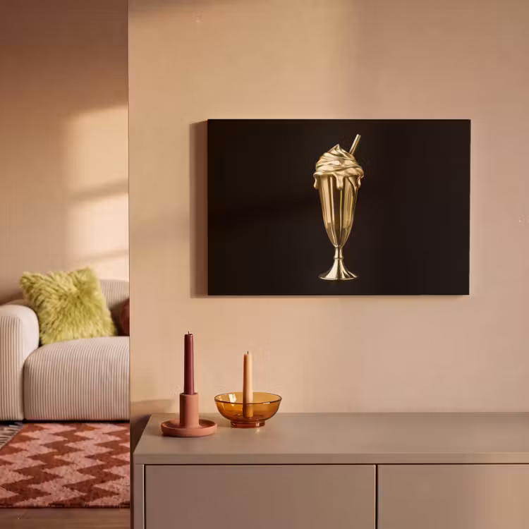 Milkshake - Goud - Drinken - Zwart canvas 2cm klein -sfeer1
