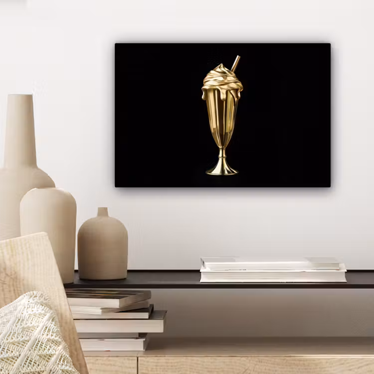 Milkshake - Goud - Drinken - Zwart canvas 2cm klein -closeup_print_DE