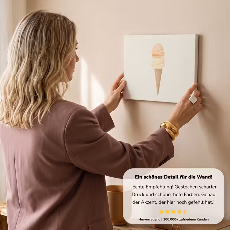 Minimalistisch - Schepijs - Hoorntje - Beige canvas 2cm klein -sfeer3