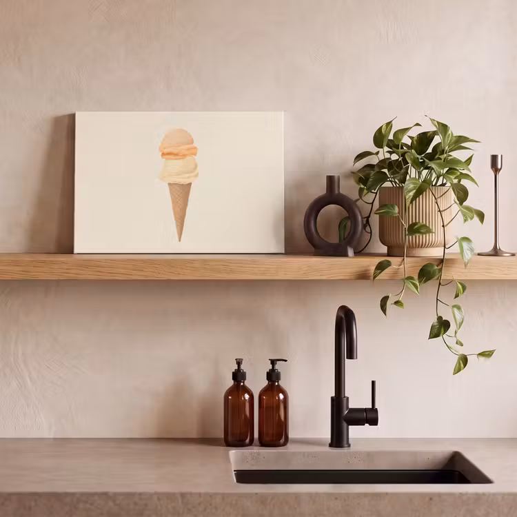 Minimalistisch - Schepijs - Hoorntje - Beige canvas 2cm klein -closeup_print_DE