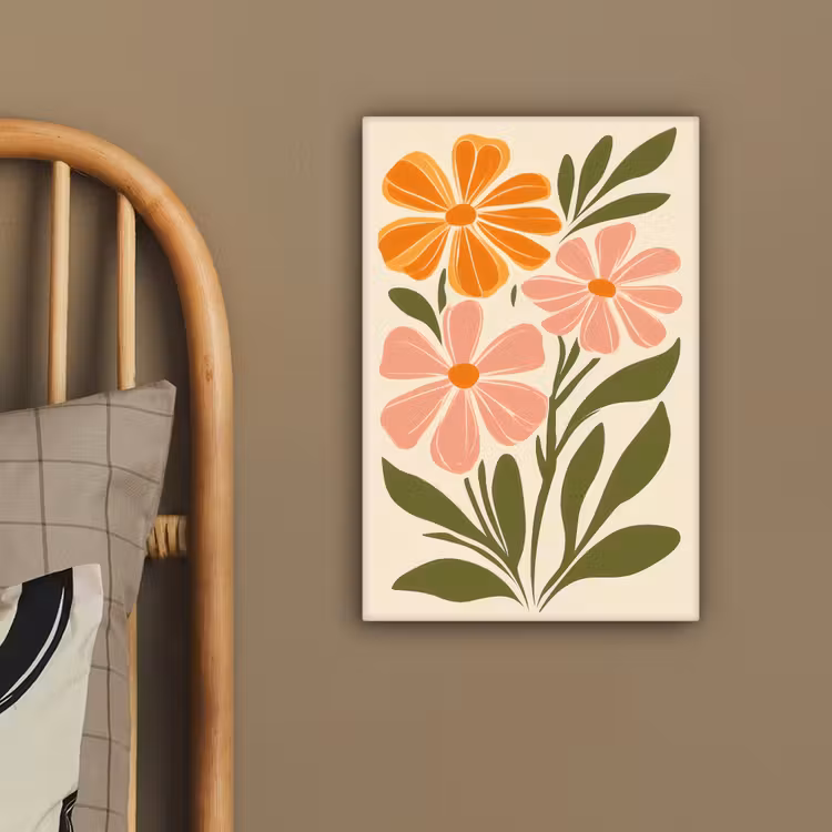 Minimalistisch - Bloemen - Bladeren - Roze canvas 2cm klein -sfeer3