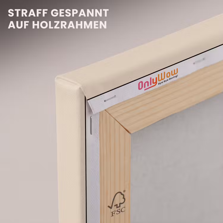 Minimalistisch - Lijnillustratie - Beige - Donkerblauw canvas 2cm klein -uniquesellingpoint_afwerking-onlywow_DE