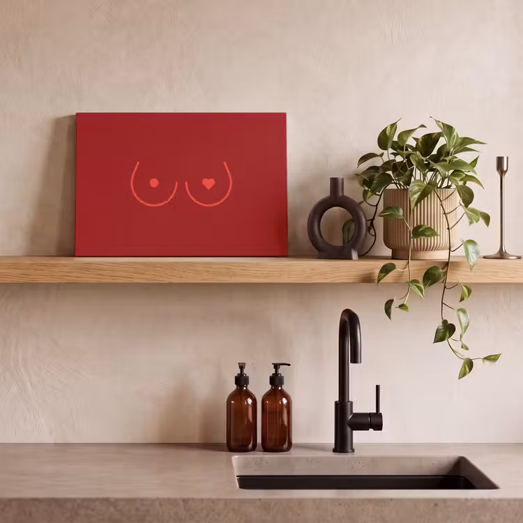 Minimalistisch - Lijnillustratie - Rood canvas 2cm klein -closeup_print_DE