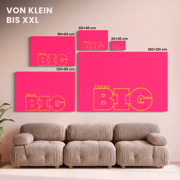 Minimalistisch - Roze - Dream big - Grafisch canvas 2cm klein -Xsfeer8_DE