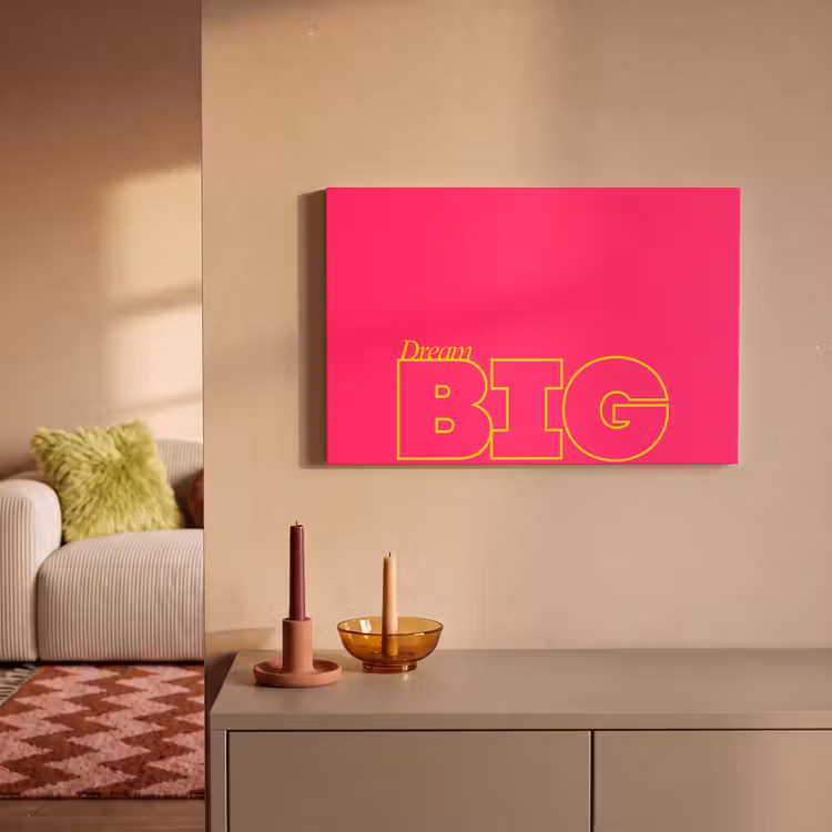 Minimalistisch - Roze - Dream big - Grafisch canvas 2cm klein -sfeer1