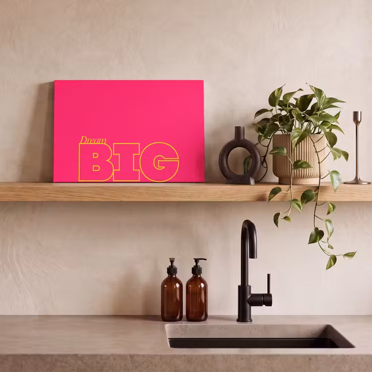 Minimalistisch - Roze - Dream big - Grafisch canvas 2cm klein -sfeer3