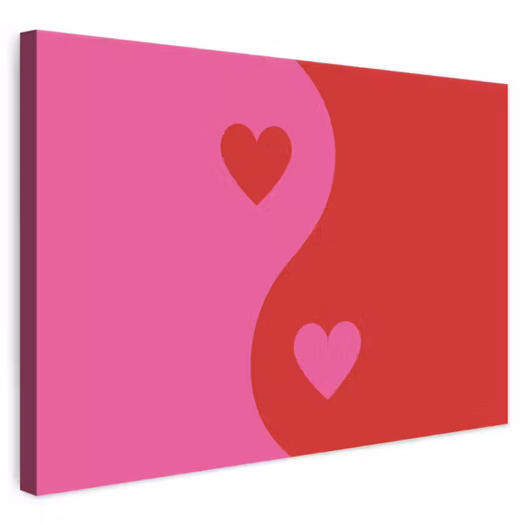 Minimalistisch - Rood - Roze - Hartjes canvas 2cm klein -3d