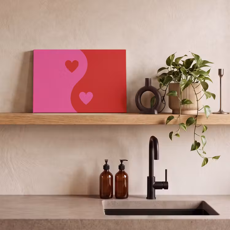 Minimalistisch - Rood - Roze - Hartjes canvas 2cm klein -sfeer3