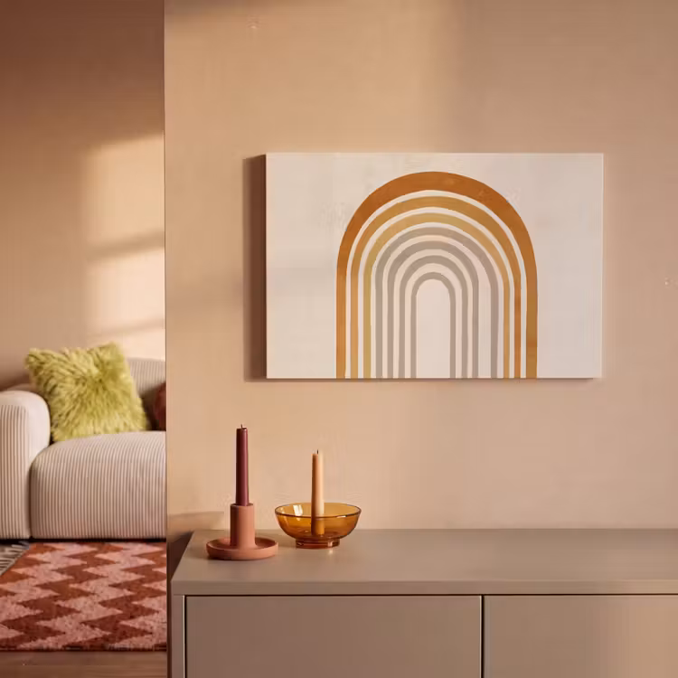 Minimalistisch - Boog - Lijnen - Beige canvas 2cm klein -sfeer1