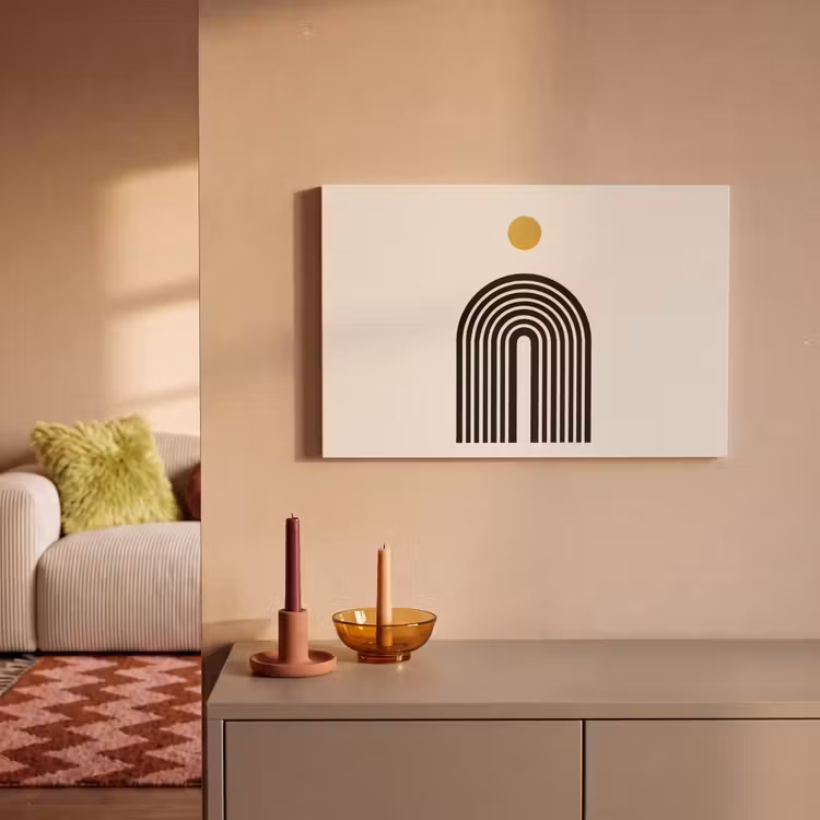 Minimalistisch - Zwarte boog - Gouden cirkel canvas 2cm klein -sfeer1