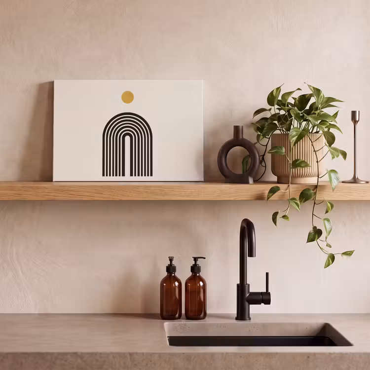 Minimalistisch - Zwarte boog - Gouden cirkel canvas 2cm klein -sfeer3