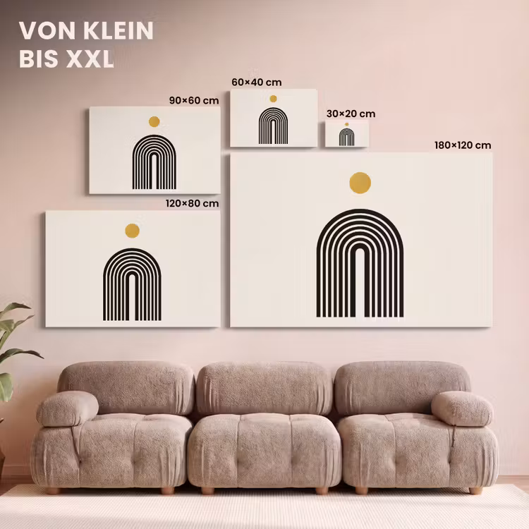 Minimalistisch - Zwarte boog - Gouden cirkel canvas 2cm klein -Xsfeer8_DE