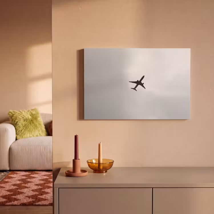 Minimalistisch - Silhouet - Zwart - Vliegtuig canvas 2cm klein -sfeer1