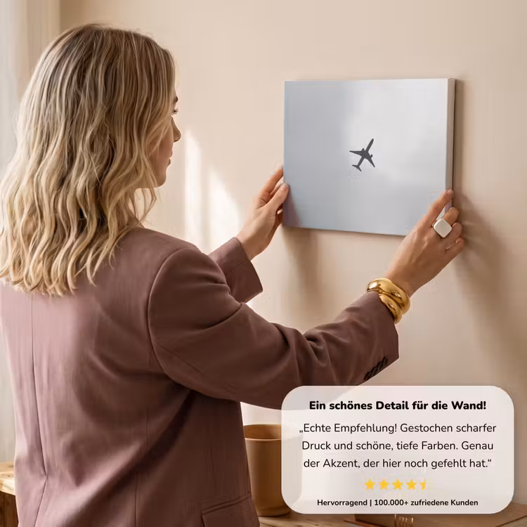 Minimalistisch - Silhouet - Zwart - Vliegtuig canvas 2cm klein -sfeer3