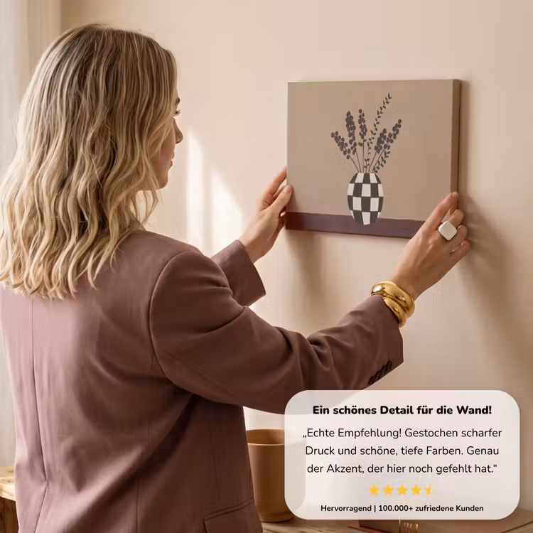 Minimalistisch - Vaas - Bloemen - Bruin canvas 2cm klein -sfeer3
