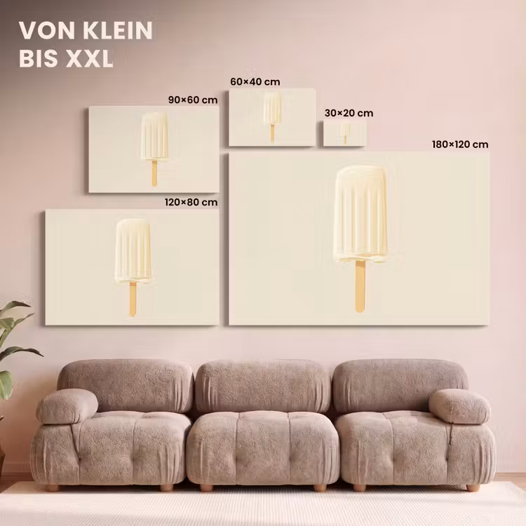 Minimalistisch - Waterijsje - Stokje - Beige canvas 2cm klein -Xsfeer8_DE