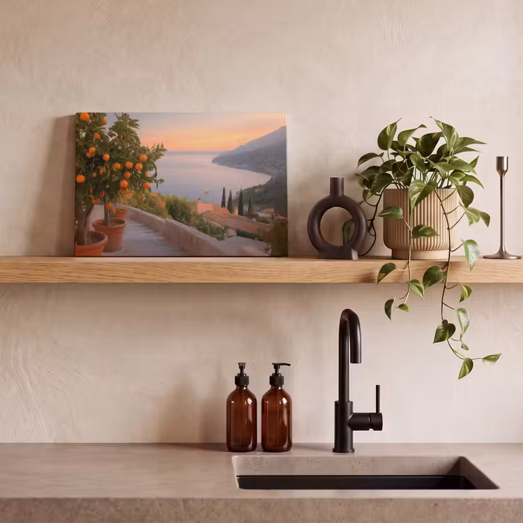 Middelandse zee - Sinaasappel - Heuvels - Zee canvas 2cm klein -closeup_print_DE