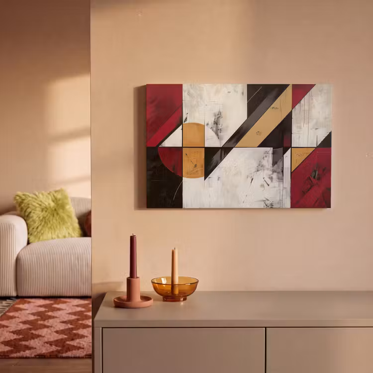Modern - Abstract - Geometrisch - Rood - Industrieel canvas 2cm klein -sfeer1