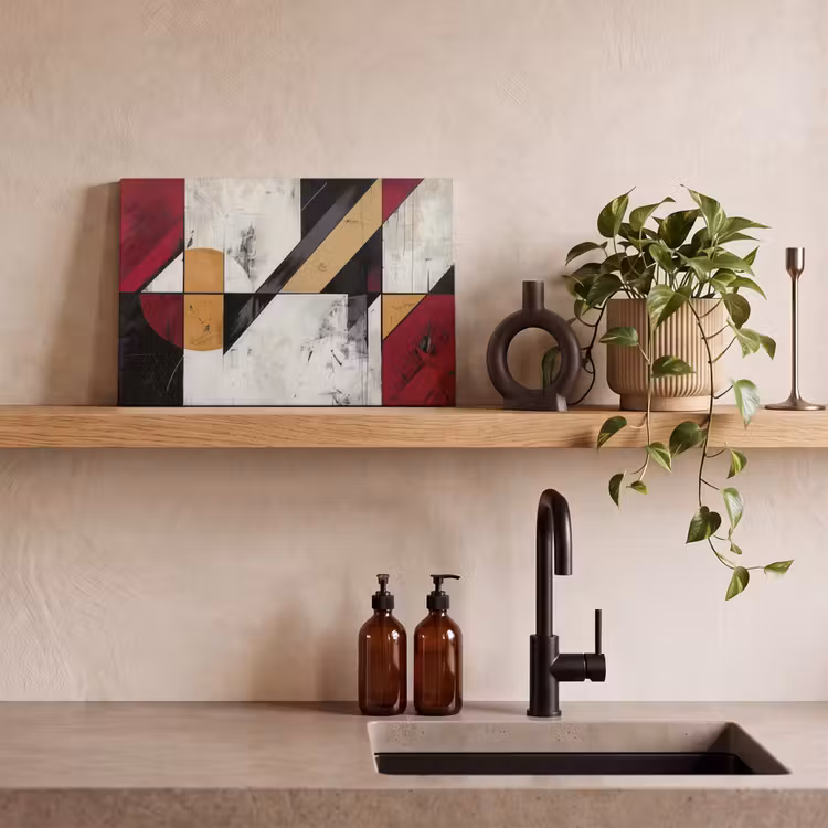 Modern - Abstract - Geometrisch - Rood - Industrieel canvas 2cm klein -sfeer3